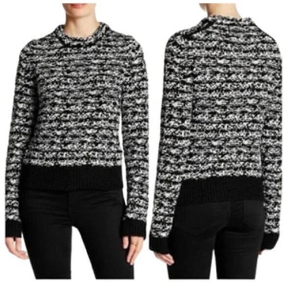Rag & Bone Black & White Viola Textured Woven Stretchy Pullover Sweater S - Picture 2 of 5